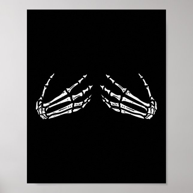 Poster Skeleton Mãos Engraçado Retro Halloween Costume Ou (Frente)