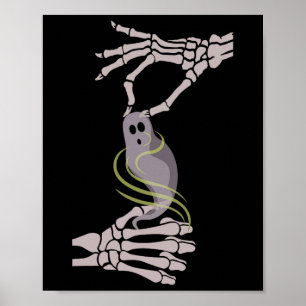 Poster Skeleton Mãos Fantasma Spooky Halloween