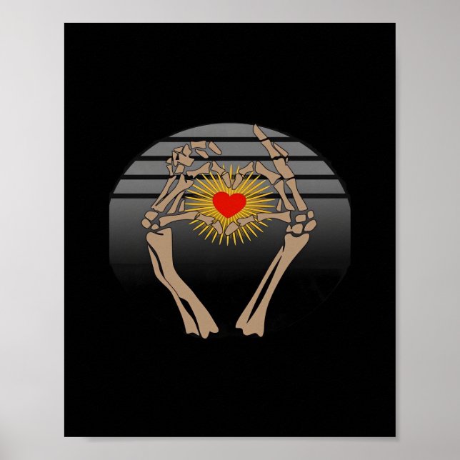 Poster Skeleton Mãos Fazer Um Cardíaco Clássico (Frente)