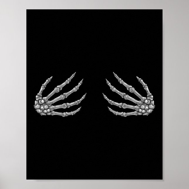 Poster Skeleton Mãos Mulheres - Banda de Rock do Hallowee (Frente)