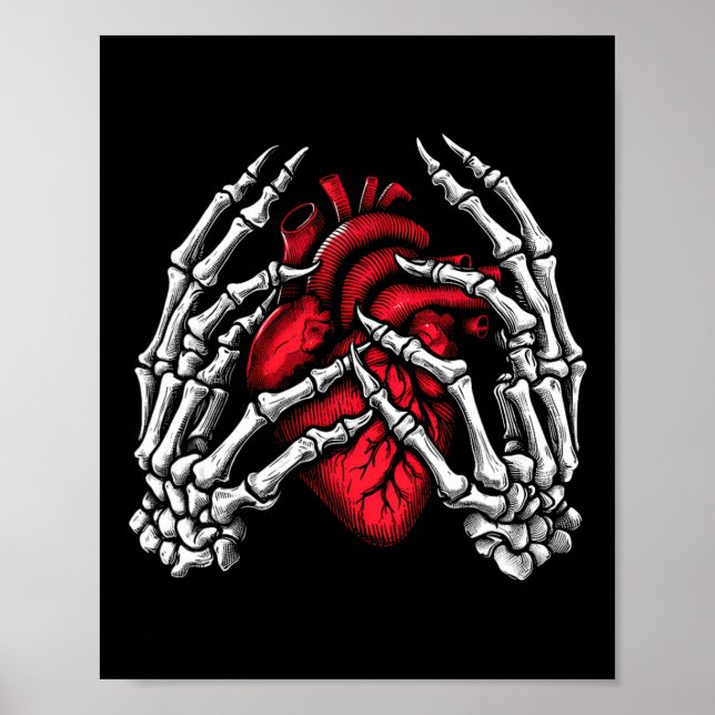 Poster Skeleton Mãos Segurando O Figurino De Halloween Wo (Frente)