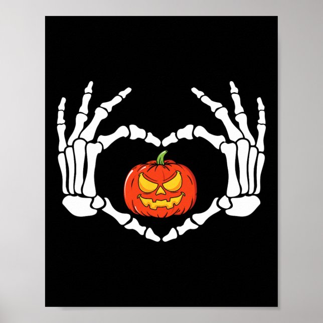 Poster Skeleton Mãos Sinais de Coração Retro Figurino de  (Frente)