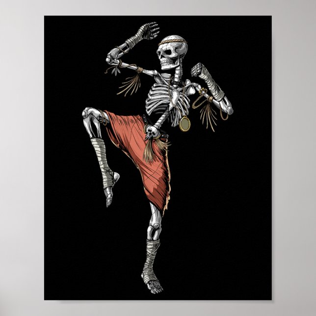 Poster Skeleton Muay Thai Boxing Karate Kickboxing Martia (Frente)