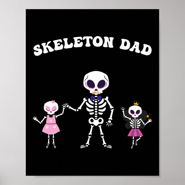 Poster Skeleton Pai Halloween Costume Engraçado Skype (Frente)