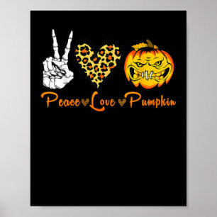 Poster Skeleton Peace Leopard Love Scary Pumpkin Hallowee