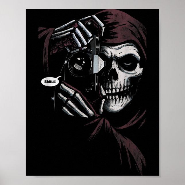 Poster Skeleton Photographer Funny For Men Women  (Frente)