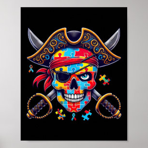 Poster Skeleton Pirate Skull Halloween Mens Mulheres Cria