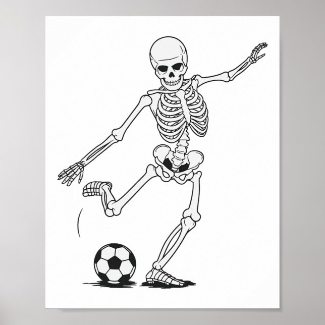 Poster Skeleton Playing Futebol (Frente)