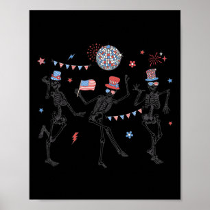 Poster Skeleton Retro 4º De Julho Pelos Sinalizadores Ame