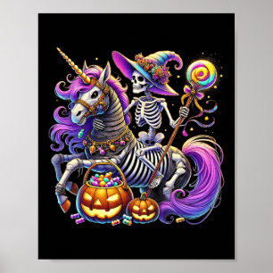 Poster Skeleton Riding Skeleton Unicorn Halloween Costume
