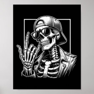 Poster Skeleton Rock Hand Halloween Figurume Rocker Legal