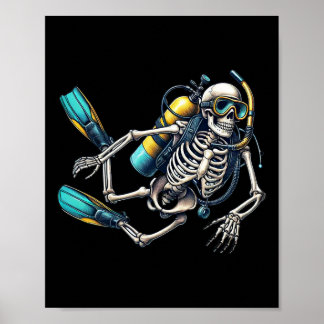 Poster Skeleton Scu Mergulhando Halloween Skeleton Scu Di
