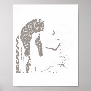 Poster Skeleton Segurando Um Gato Preguiçoso De Halloween