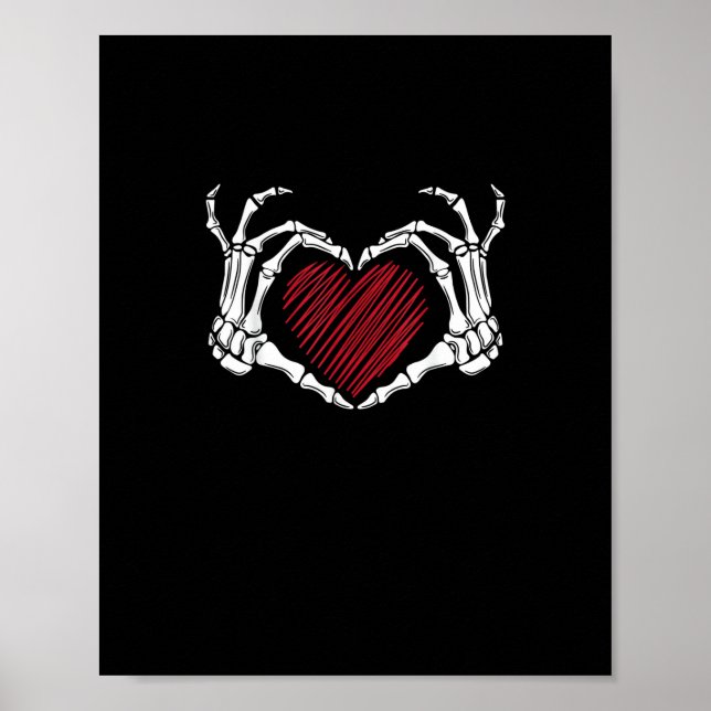 Poster Skeleton - Sinal de Coração Mão - Trending Hallowe (Frente)