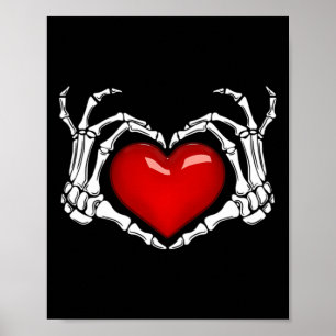 Poster Skeleton Sinal de Mão Coração Halloween Skeleton M