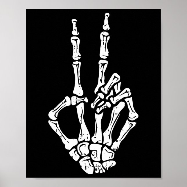 Poster Skeleton Sinal de Paz de Mão Sinal de Halloween Os (Frente)