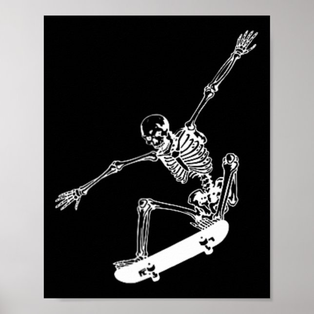 Poster Skeleton Skateboard Skull Halloween Skate (Frente)