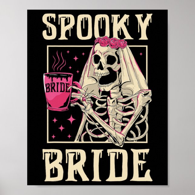 Poster Skeleton Spooky Noiva Chelorette Halloween (Frente)