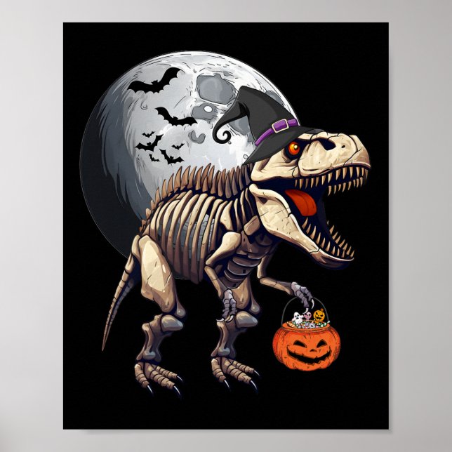 Poster Skeleton T Rex Dinossaur Diversão Halloween Boys (Frente)