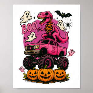 Poster Skeleton T Rex Dinossaur Monster Truck Pumpkin Bre