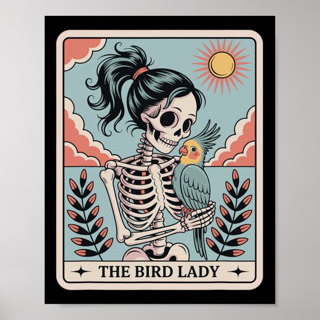Poster Skeleton The Bird Lady Tarot Card Skeleton Hallowe (Frente)