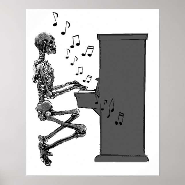 Póster Skeleton tocando Piano Música Engraçado (Frente)