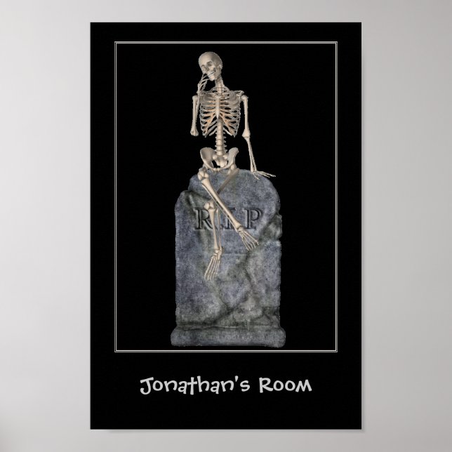 Poster Skeleton Tombstone Kids Sala Personalizada (Frente)