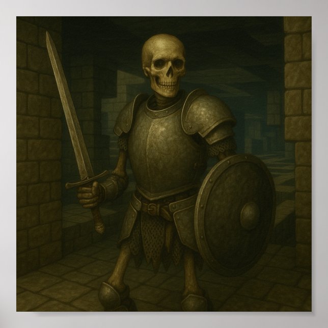 Poster Skeleton Warrior - Sentinela do Dungeon Maze (Frente)