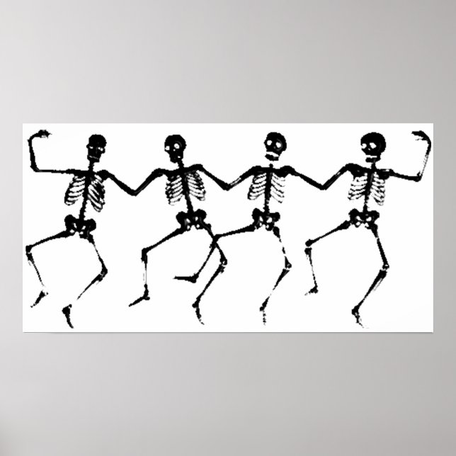 Poster Skeletons dançantes (branco-negro) (Frente)