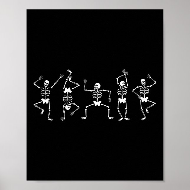 Poster Skeletons Dançantes Diversão Halloween Pumpkin Spi (Frente)