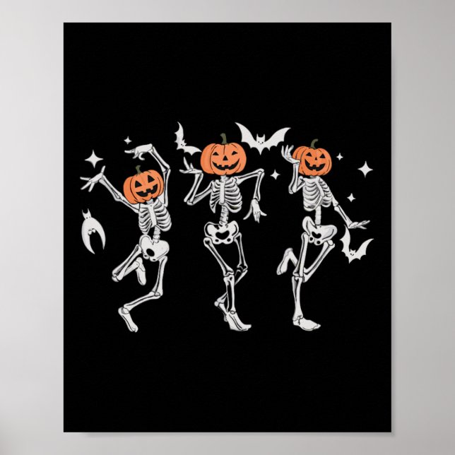 Poster Skeletons Dançantes - Festa de Dança Halloween (Frente)