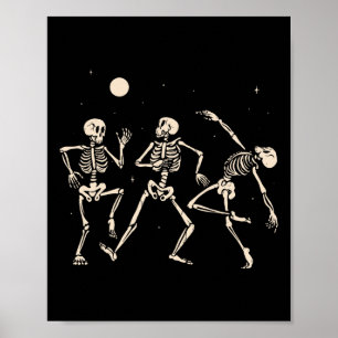 Poster Skeletons de Dança Spooky Halloween Costume Music