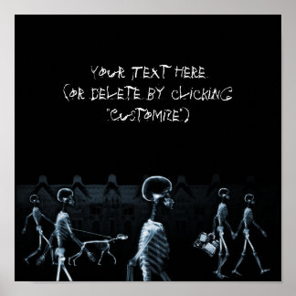 Poster Skeletons X-Ray Stroll Black Blue