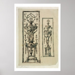 Póster Sketched designs for ornate panels (pen & ink and