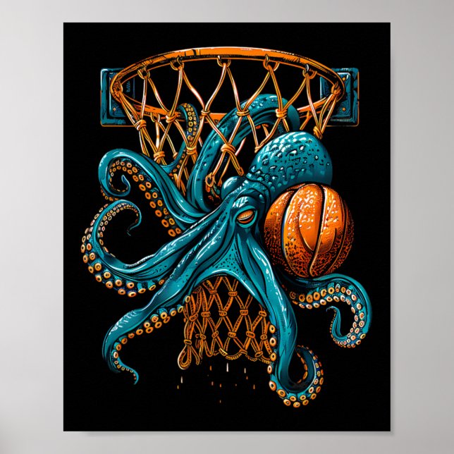 Poster Sketll Octopus Drawing Sketll Player Slam Dunk  (Frente)