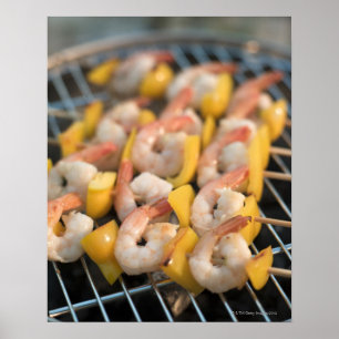 Póster Skewer with grilled shrimps and pepper Sweden.