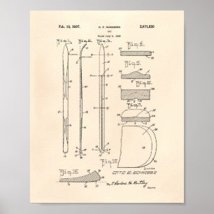 Poster Ski 1937 Patent Art Old Peper