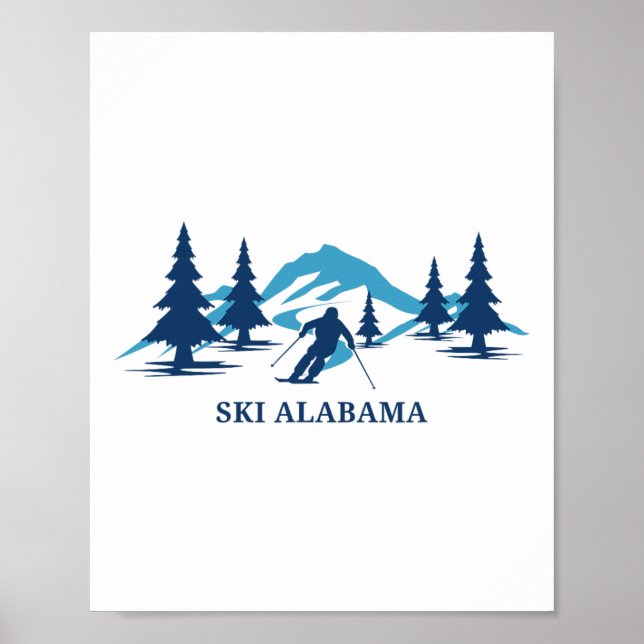 Poster Ski Alama Ski Resort Skiier (Frente)