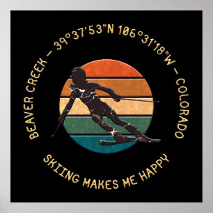 Poster Ski Beaver Creek, Colorado - Lady Skier Em Escuro