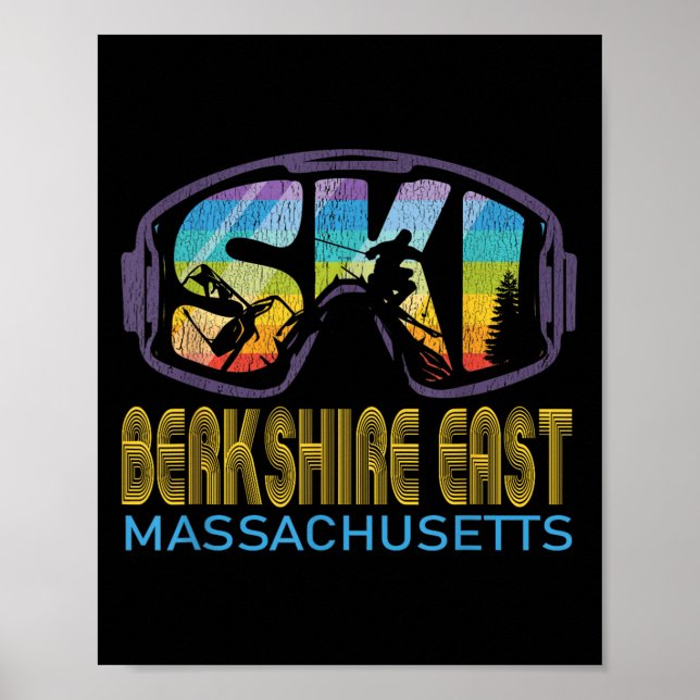 Poster Ski Berkshire East Machusets esquiando férias (Frente)