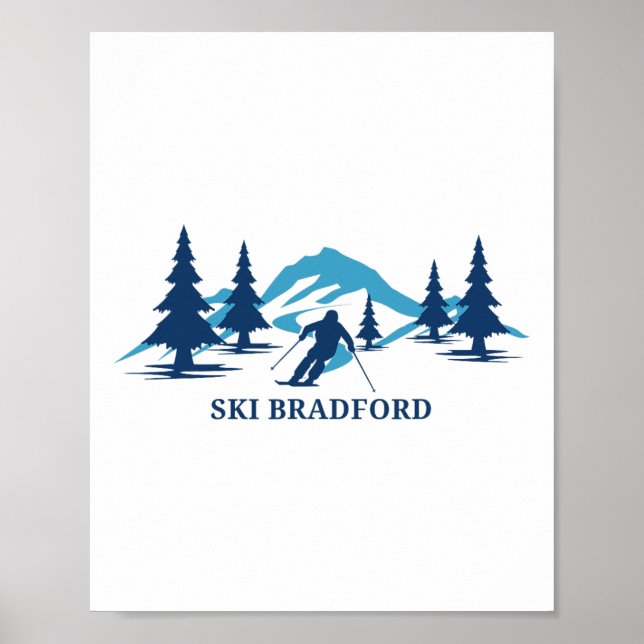 Poster Ski Bradford Machusets Ski Resort Skiier (Frente)