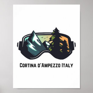 Poster Ski Cortina D'ampezzo Itália Esqui Montanha T Men