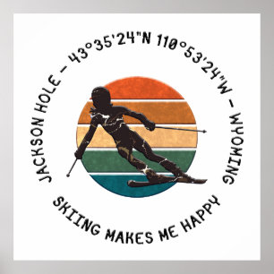 Poster Ski Jackson Hole, Wyoming - Esquiadora Mulher De B
