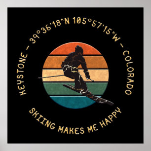 Poster Ski Keystone, Colorado - Man Skier, Texto Amarelo