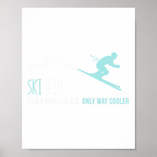 Poster Ski Kid Engraçado Bonito Presente de Esqui de inve