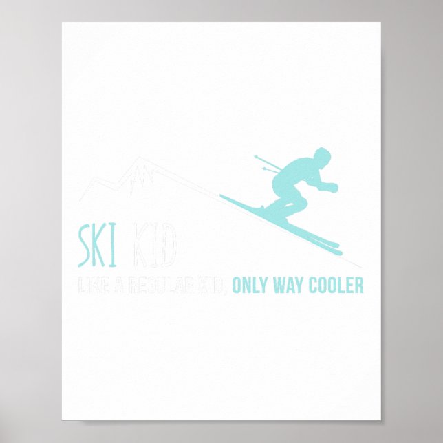 Poster Ski Kid Engraçado Bonito Presente de Esqui de inve (Frente)