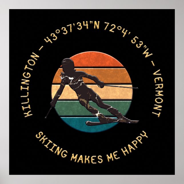 Poster Ski Killington, Vermont - Woman Skier, Texto Amare (Frente)