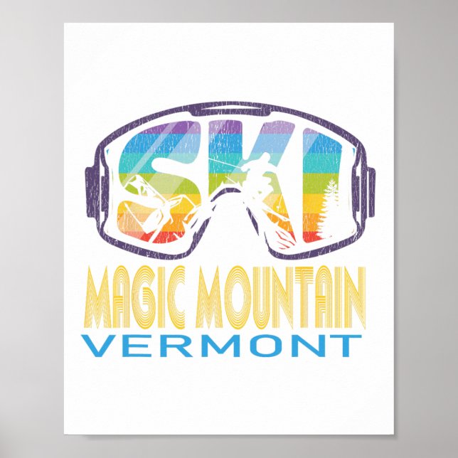 Poster Ski Magic Mountain Vermont Férias de Esqui (Frente)