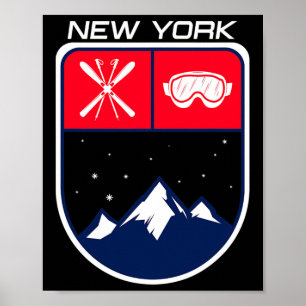 Poster Ski New York Mountain Skike Skiier Goggle Po
