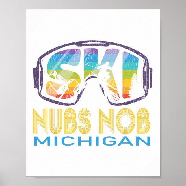 Poster Ski Nubs Nob Michigan Esquiando Férias (Frente)
